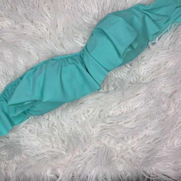 Victoria Secret- Blue Bandeau Ruffle Bikini Top - Picture 1 of 4